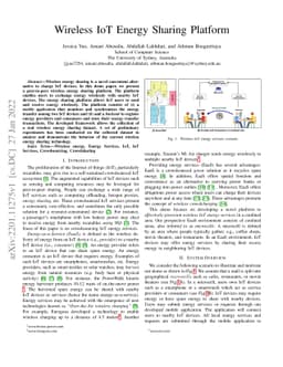 Wireless IoT Energy Sharing Platform