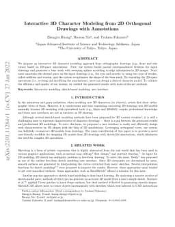 Interactive 3D Character Modeling from 2D Orthogonal Drawings with
  Annotations