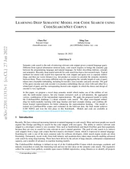 Learning Deep Semantic Model for Code Search using CodeSearchNet Corpus