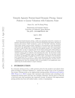 Towards Agnostic Feature-based Dynamic Pricing: Linear Policies vs
  Linear Valuation with Unknown Noise