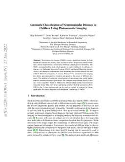 Automatic Classification of Neuromuscular Diseases in Children Using
  Photoacoustic Imaging