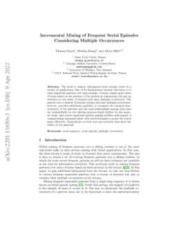 Incremental Mining of Frequent Serial Episodes Considering Multiple
  Occurrences