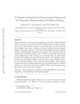 A Machine Learning-based Characterization Framework for Parametric
  Representation of Nonlinear Sloshing