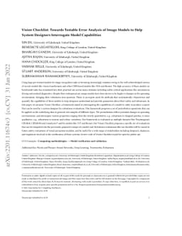 Vision Checklist: Towards Testable Error Analysis of Image Models to
  Help System Designers Interrogate Model Capabilities