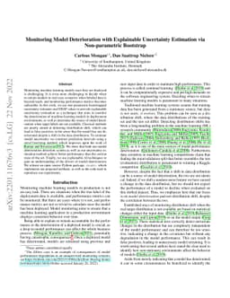 Monitoring Model Deterioration with Explainable Uncertainty Estimation
  via Non-parametric Bootstrap