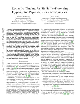 Recursive Binding for Similarity-Preserving Hypervector Representations
  of Sequences