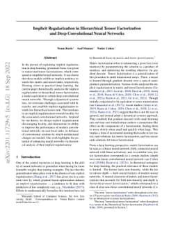 Implicit Regularization in Hierarchical Tensor Factorization and Deep
  Convolutional Neural Networks