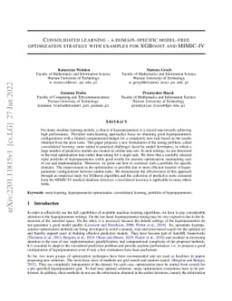 Consolidated learning -- a domain-specific model-free optimization
  strategy with examples for XGBoost and MIMIC-IV