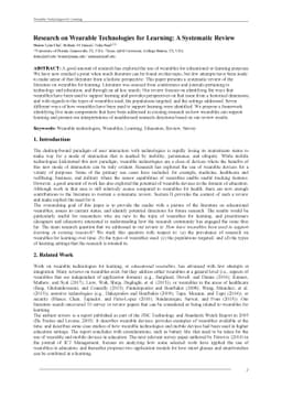 Research on Wearable Technologies for Learning: A Systematic Review