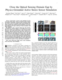 Close the Optical Sensing Domain Gap by Physics-Grounded Active Stereo
  Sensor Simulation