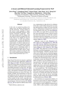 A Secure and Efficient Federated Learning Framework for NLP