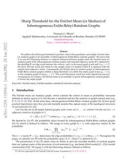 Sharp Threshold for the Frechet Mean (or Median) of Inhomogeneous
  Erdos-Renyi Random Graphs