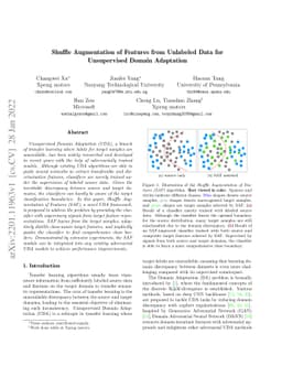 Shuffle Augmentation of Features from Unlabeled Data for Unsupervised
  Domain Adaptation