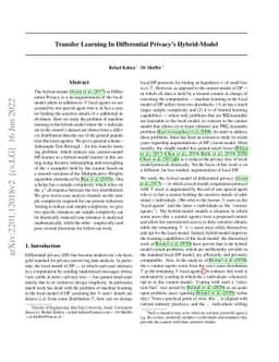 Transfer Learning In Differential Privacy's Hybrid-Model