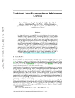 Mask-based Latent Reconstruction for Reinforcement Learning