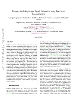 Unsupervised Single-shot Depth Estimation using Perceptual
  Reconstruction