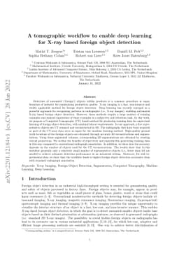 A tomographic workflow to enable deep learning for X-ray based foreign
  object detection