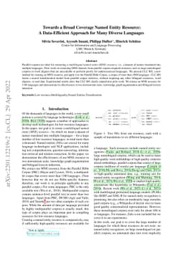 Towards a Broad Coverage Named Entity Resource: A Data-Efficient
  Approach for Many Diverse Languages