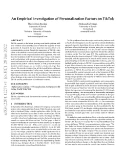 An Empirical Investigation of Personalization Factors on TikTok