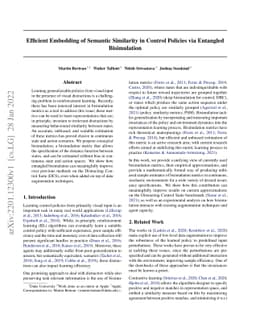 Efficient Embedding of Semantic Similarity in Control Policies via
  Entangled Bisimulation
