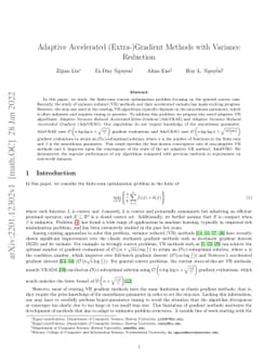 Adaptive Accelerated (Extra-)Gradient Methods with Variance Reduction