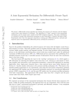 A Joint Exponential Mechanism For Differentially Private Top-$k$