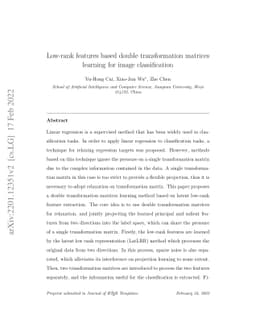 Low-rank features based double transformation matrices learning for
  image classification