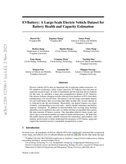 EVBattery: A Large-Scale Electric Vehicle Dataset for Battery Health and
  Capacity Estimation