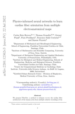 Physics-informed neural networks to learn cardiac fiber orientation from
  multiple electroanatomical maps