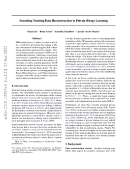 Bounding Training Data Reconstruction in Private (Deep) Learning