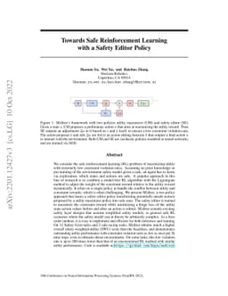 Towards Safe Reinforcement Learning with a Safety Editor Policy