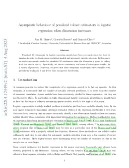 Asymptotic behaviour of penalized robust estimators in logistic
  regression when dimension increases