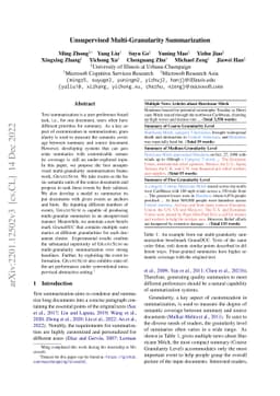 Unsupervised Multi-Granularity Summarization