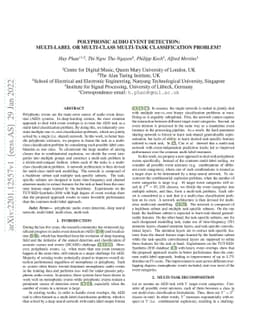 Polyphonic audio event detection: multi-label or multi-class multi-task
  classification problem?
