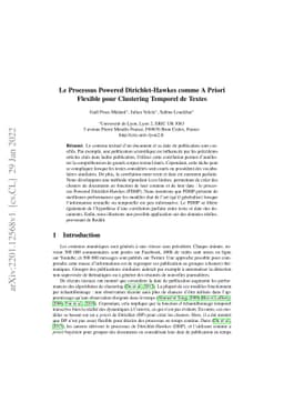 Le Processus Powered Dirichlet-Hawkes comme A Priori Flexible pour
  Clustering Temporel de Textes