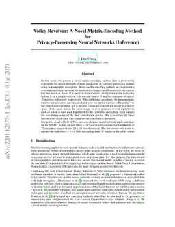 Volley Revolver: A Novel Matrix-Encoding Method for Privacy-Preserving
  Neural Networks (Inference)