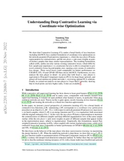 Understanding Deep Contrastive Learning via Coordinate-wise Optimization