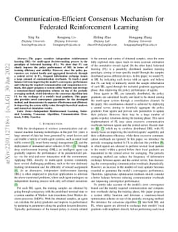 Communication-Efficient Consensus Mechanism for Federated Reinforcement
  Learning