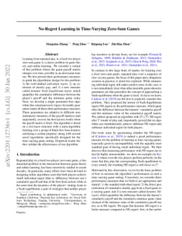 No-Regret Learning in Time-Varying Zero-Sum Games