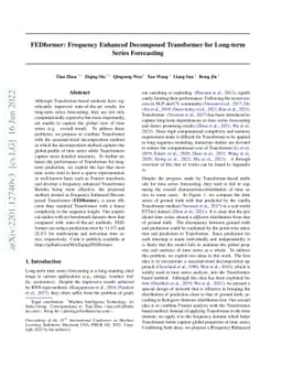 FEDformer: Frequency Enhanced Decomposed Transformer for Long-term
  Series Forecasting