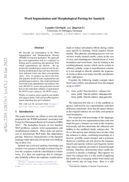 Word Segmentation and Morphological Parsing for Sanskrit