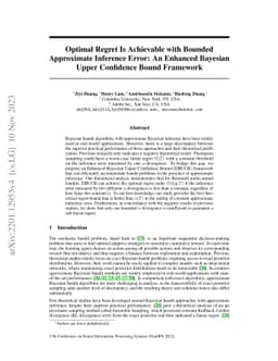 Optimal Regret Is Achievable with Bounded Approximate Inference Error:
  An Enhanced Bayesian Upper Confidence Bound Framework