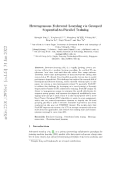 Heterogeneous Federated Learning via Grouped Sequential-to-Parallel
  Training