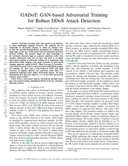 GADoT: GAN-based Adversarial Training for Robust DDoS Attack Detection