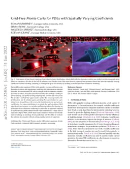Grid-Free Monte Carlo for PDEs with Spatially Varying Coefficients