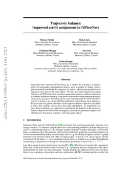 Trajectory balance: Improved credit assignment in GFlowNets