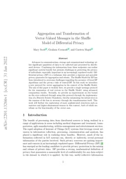Aggregation and Transformation of Vector-Valued Messages in the Shuffle
  Model of Differential Privacy