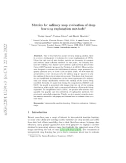 Metrics for saliency map evaluation of deep learning explanation methods