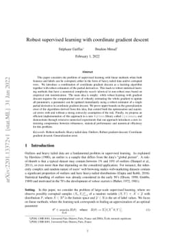 Robust supervised learning with coordinate gradient descent