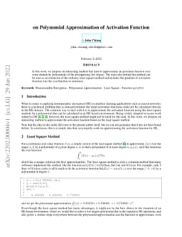 On Polynomial Approximation of Activation Function